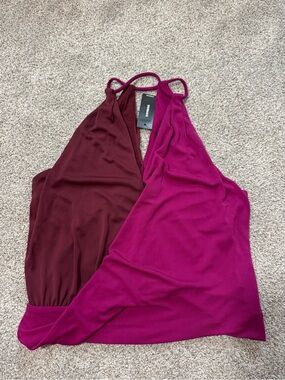NWT Express Colorblock Halter Surplice Tank Top XS | Berry, Y2K Going Out